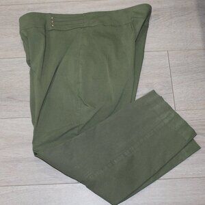 JM Collections Women's Olive Green Petite Slim Leg Pull On Pants Size PXL